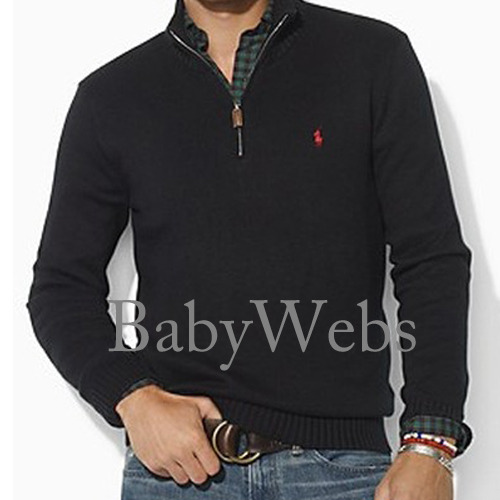 Cotton Half-Zip Sweater/Polo Black (Men)