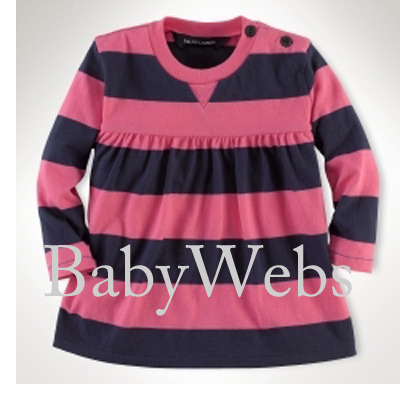 Long-Sleeve Striped Top/Parrot Pink Multi (INFANT GIRLS)