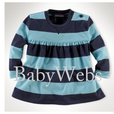 Long-Sleeve Striped Top/Light Topaz Blue Multi (INFANT GIRLS)