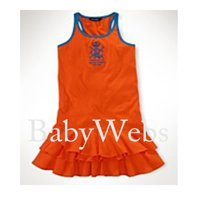 Embroidered Tank Dress/Bright Orange (Girls 3T-6X)