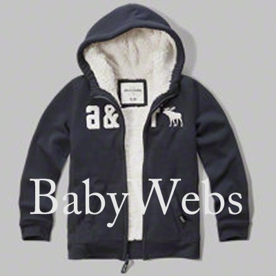 Abercrombie kids Sherpa lined logo hoodie/Navy (Boys)