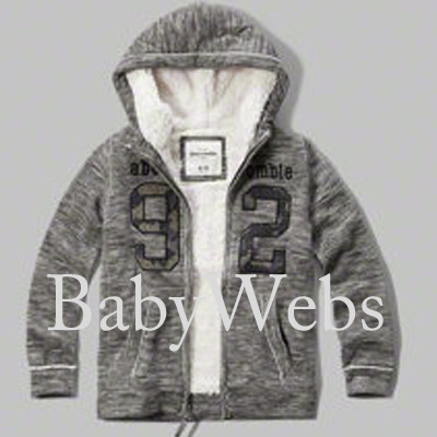 Abercrombie Kids Sherpa Lined Logo Full-Zip Hoodie/Heather Grey (Boys)