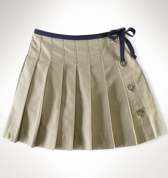 Stretch Chino Pleated Skirt/Classic Khaki (Girls 2T-6X)
