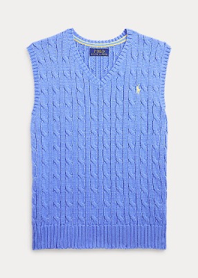 Polo Boys Cable-Knit Cotton Sweater Vest (S-XL)