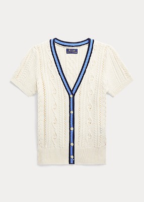 Polo Girls Cotton Short-Sleeve Cricket Cardigan (S-XL)