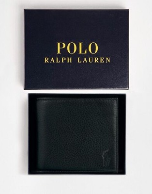 Polo Men&#039;s Pebbled Leather Billfold Wallet With Box