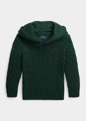 Polo Boys Cable-Knit Cotton Hooded Sweater (2T-7)