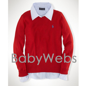 Pima Crewneck Sweater/Ralph Red (Girls 7-16)