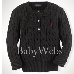 Ruffled Cable-Knit Sweater/Collection Black (Girls 3T-6X)