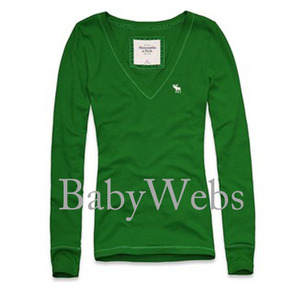 Abercrombie &amp; Fitch Long-Sleeve V-Neck Tee/Green (Woman)