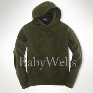 French Rib Elbow Patch Hoodie/Green (Men)