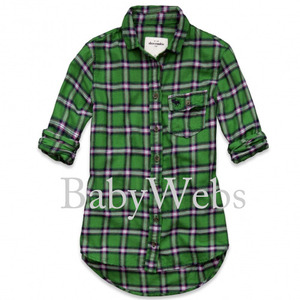Abercrombie Kids Gemma Flannel Shirt/Green (Girls)