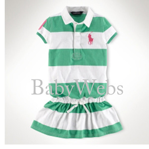 Short Sleeved Rugby Dress/Tiller Green_White (Girls 3T-6X)