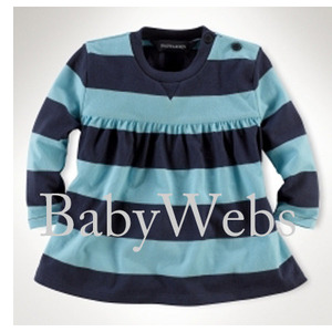 Long-Sleeved Striped Top/Light Topaz Blue Multi (INFANT GIRLS)