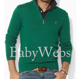 Cotton Half-ZipSweater/Green (Men)