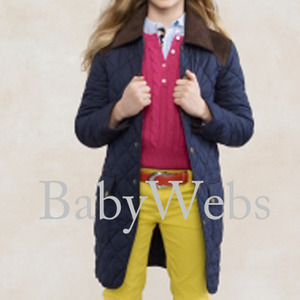 Long Quilted Jacket/ Aviator Navy (Girls 7-16)