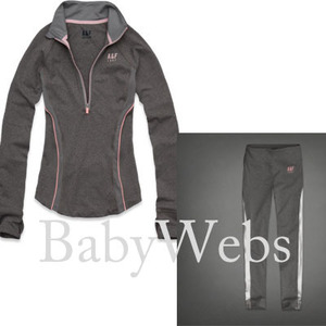 Abercrombie A&amp;F Active Half-Zip Pullover and Cropped Leggings Set/Grey(Woman)