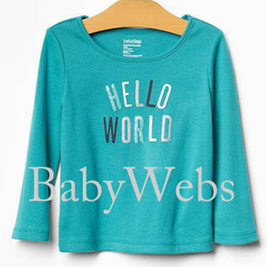 Gap Baby Long Sleeved Hello World T-Shirt (Baby Girls)