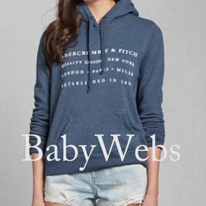 Abercrombie &amp; Fitch Varsity Logo Graphic Hoodie/Blue (Woman)