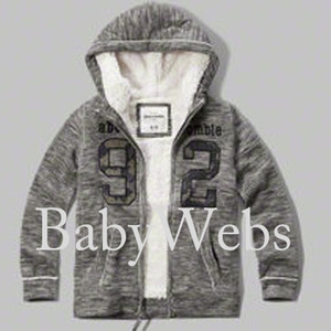 Abercrombie Kids Sherpa Lined Logo Full-Zip Hoodie/Heather Grey (Boys)