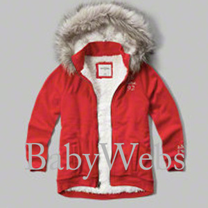 Abercrombie Kids Sherpa Lined Fur Trim Hoodie/Red (Girls)