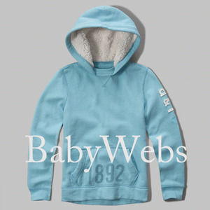 Abercrombie Kids Sherpa Lined Logo Hoodie/Turquoise (Boys)