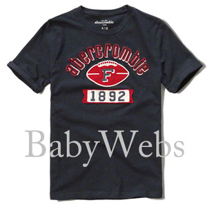 Abercrombie Kids Embroidered Logo Graphic Tee/Navy (Boys)