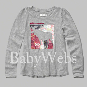 Abercrombie Kids Print  Logo Graphic Tee/Grey (Girls)