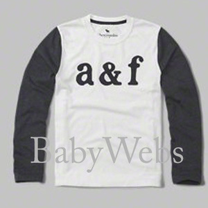 Abercrombie Kids Color-Block Logo Tee/White and Navy (Boys)