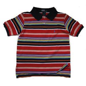 Short Sleeved Multi-Stripe Polo Shirt/Red (Boys 3T-7)