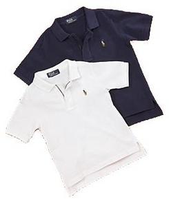 Short Sleeved Mesh Polo Shirt/White (Boys 3T-S)
