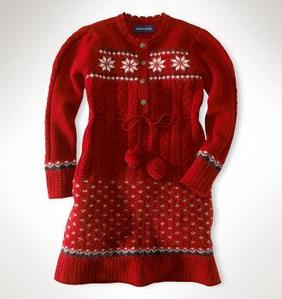 Snowflake Sweater Dress/Pioneer Red (Girls 2T-6X)
