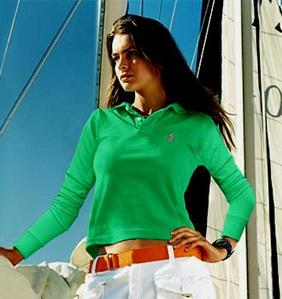The Long-Sleeved Skinny Polo/Green (Woman)