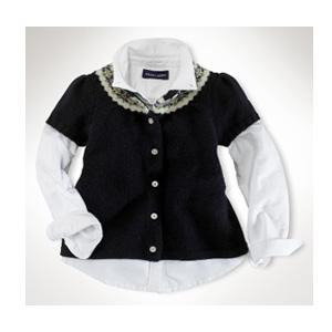Fair Isle Merino Wool Cardigan/Navy Multi (INFANT GIRLS)