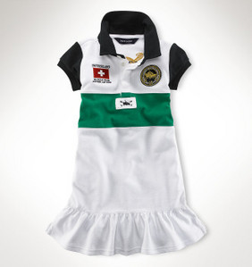 Pieced Mesh Rugby Dress/White (Girls 2T-6X)