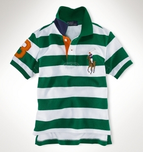 Big Pony Striped Polo Shirt/English Green Multi (Boys 2T-7)