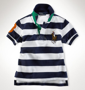 Big Pony Striped Polo Shirt/Newport Navy Multi (Boys 2T-7)