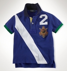 Banner-Striped Team Polo Shirt/Marlin Blue (Boys 2T-XL)