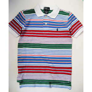 Run-On Stripe Polo Shirt/White Multi (Boys 2T-XL)