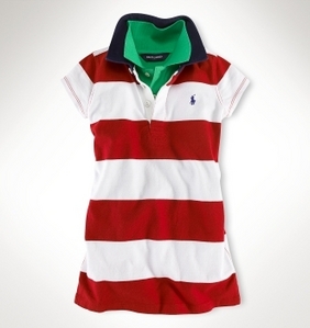 Striped Cotton Rugby Dress/RL2000 Red Multi (Girls 2T-6X)