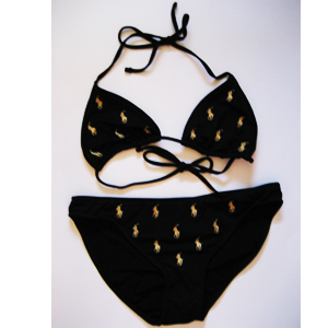Embroidered Pony Bikini /Black_ gold (Woman)