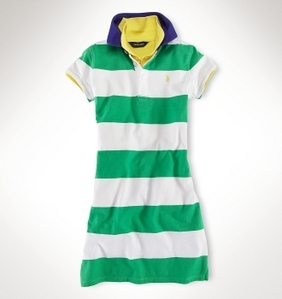 Striped Cotton Rugby Dress/Golf Green Multi (Girls 7-16)