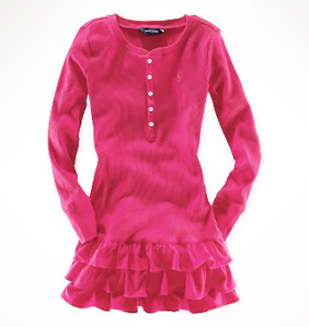 Waffle Henley Dress/Belmont Pink (Girls 6X-XL)