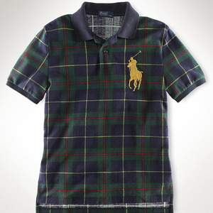Big Pony Tartan Mesh Polo Shirt/Green Multi (Boys 8-20)