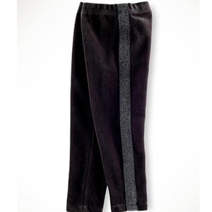 Shimmer-Stripe Velour Legging/Polo Black (Girls 4T-XL)