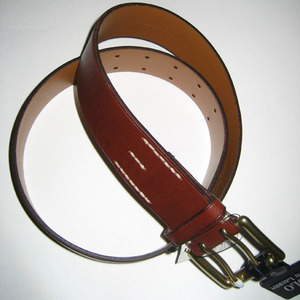 Leather Double-Prong Belt/Brown (Mens)