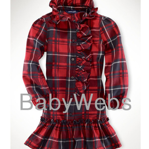 Brantley Plaid Ruffle Dress/Red Multi(Girls 3T-6X)