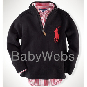 French-Rib Half-Zip Sweater/Polo Black (Boys 2T-7)