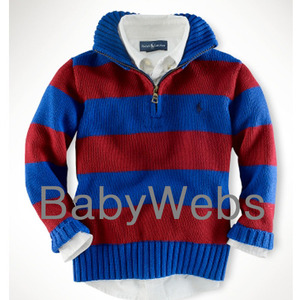 Striped Half-Zip Sweater/Active Blue (Boys 3T-7)
