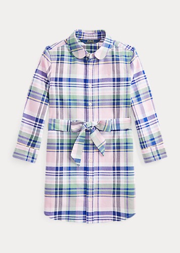 Polo Girls Plaid Cotton Oxford Shirtdress (2T-6X)